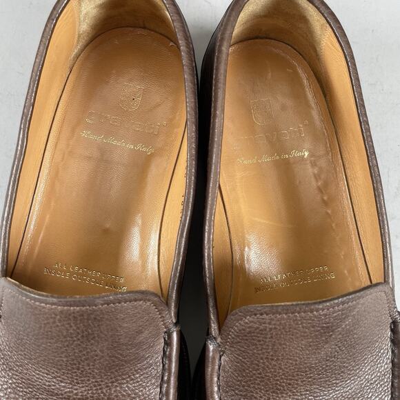 Gravati Men’s Size 10.5 Brown Pebbled Leather Slip On Moc Toe Loafers Dress Shoe - Picture 8 of 9